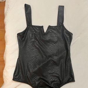 NWT Faux Leather Bodysuit